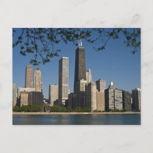 Chicago silhouet en Lake Michigan, Lake Shore Briefkaart