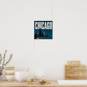 Chicago Silhouet en Lake Michigan Poster (Keuken)
