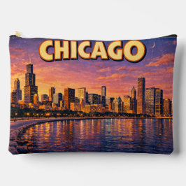 Chicago silhouet en Lake Michigan 's avonds Etui