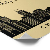 Chicago Silhouet Goud en Zwarte Trouwdag Poster (Hoek)