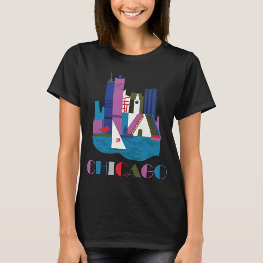 Chicago Silhouet Modern Abstract Reis T-shirt (Voorkant)