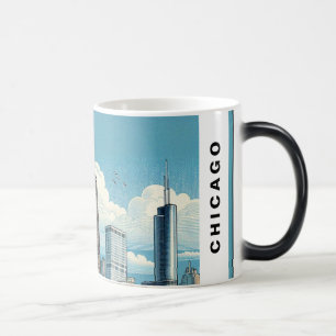 Chicago Silhouet Modern Blauw Magische Mok