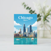 Chicago Silhouet USA Briefkaart (Staand voorkant)