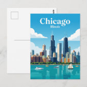 Chicago Silhouet USA Briefkaart (Voorkant / Achterkant)