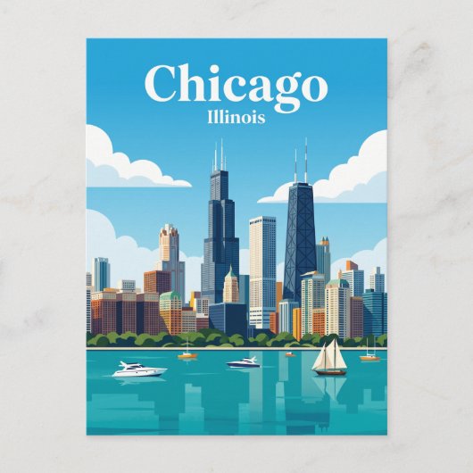 Chicago Silhouet USA Briefkaart (Voorkant)