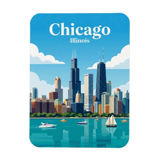 Chicago Silhouet USA Magneet (Verticaal)