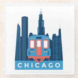 Chicago Silhouet Vintage Reis Glazen Onderzetter