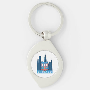Chicago Silhouet Vintage Reis Sleutelhanger