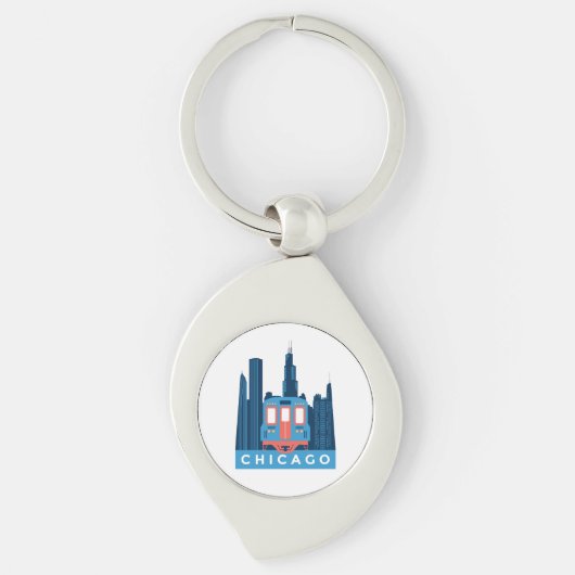 Chicago Silhouet Vintage Reis  Sleutelhanger (Voorkant)