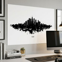 Chicago Silhouet Zwart Wit Aquarel Stads Kunst