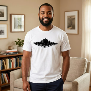 Chicago Silhouet Zwart Wit Aquarel Stads Kunst T-shirt
