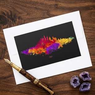 Chicago Silhouette Aquarel Kunst op Zwarte Achterg Rechthoekige Sticker