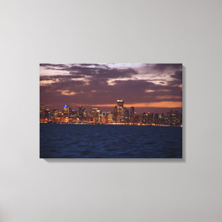 Chicago Silhouette bij zonsondergang canvas print