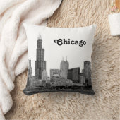 Chicago Silhouette Geëtst Kussen (Deken)