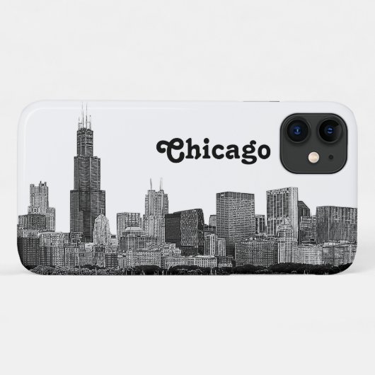 Chicago Silhouette Gegraveerd Case-Mate iPhone Case (Achterkant (horizontaal))