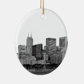 Chicago Silhouette Gegraveerd Keramisch Ornament (Rechts)