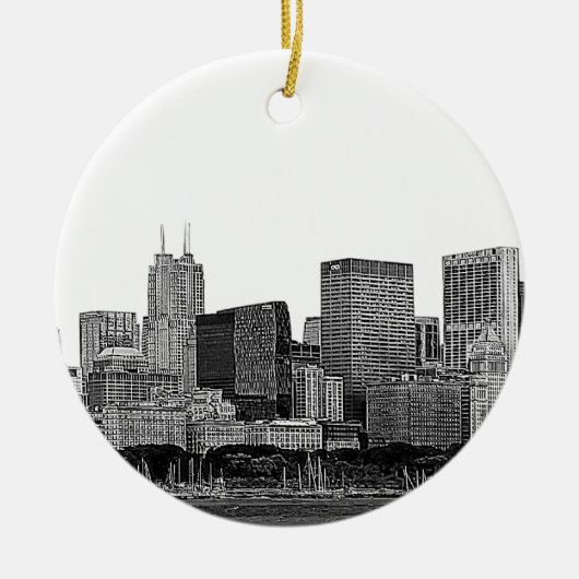 Chicago Silhouette Gegraveerd Keramisch Ornament (Voorkant)