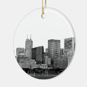 Chicago Silhouette Gegraveerd Keramisch Ornament (Links)