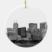 Chicago Silhouette Gegraveerd Keramisch Ornament (Achterkant)