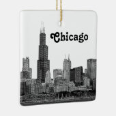 Chicago Silhouette Gegraveerd Keramisch Ornament (Rechts)