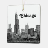 Chicago Silhouette Gegraveerd Keramisch Ornament (Links)