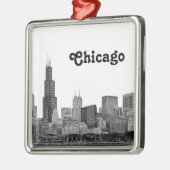 Chicago Silhouette Gegraveerd Metalen Ornament (Links)