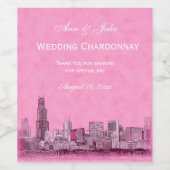 * Chicago Silhouette Gegraveerd Sterren DIY Achter Wijn Etiket (Enkel label)