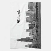 Chicago Silhouette Gegraveerd Theedoek (Verticaal)