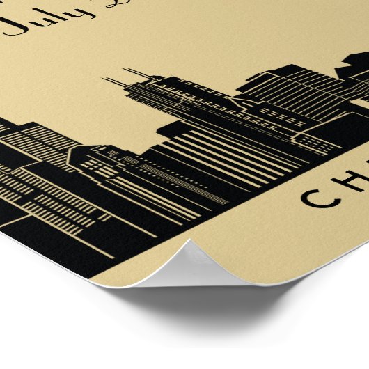 Chicago Silhouette Gouden Huwelijksfeest Welkom Poster (Hoek)