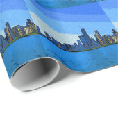 Chicago Silhouette in Collage Verf Cadeaupapier (Rol Hoek)