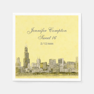 Chicago Silhouette Lichtgeel BG Sweet 16 Servetten