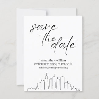 Chicago Silhouette MINIMALIST Save The Date Kaart