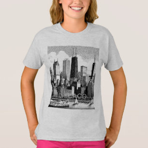 Chicago Silhouette Moderne Zwarte Grafische T-Shir T-shirt