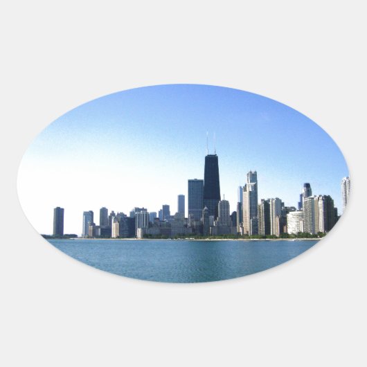 Chicago Silhouette Ovale Sticker (Voorkant)