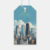 Chicago Silhouette Prettig Kerstfeest Cadeaulabel (Voorkant)