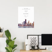 Chicago Silhouette Trouw Welkom Bord Poster (Thuiskantoor)