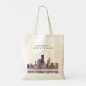 Chicago Silhouette Waterverf Verjaardags Weekend Tote Bag (Achterkant)