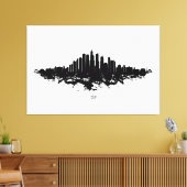 Chicago Silhouette Zwart Wit Aquarel Stads Kunst Canvas Afdruk (Insitu (Woonkamer))