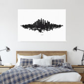 Chicago Silhouette Zwart Wit Aquarel Stads Kunst Canvas Afdruk (Insitu (Slaapkamer))