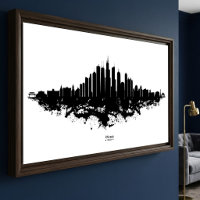 Chicago Silhouette Zwart Wit Aquarel Stads Kunst