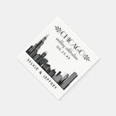 Chicago Silhouette Zwart-wit Bruiloft Servetten (Hoek)
