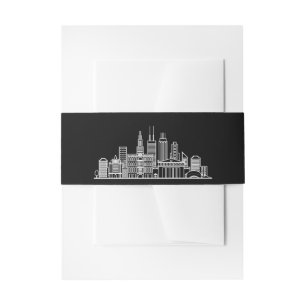 Chicago Silhouette Zwart-wit bruiloft Uitnodigingen Wikkel