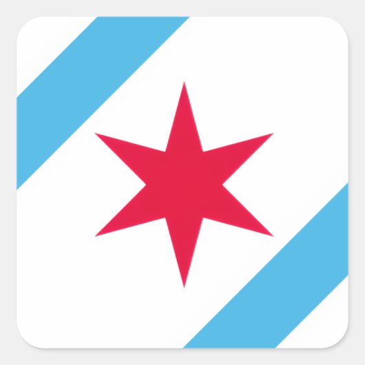 Chicago Six Pointed Star Vierkante Sticker (Voorkant)