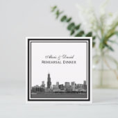 Chicago Skyline #2 geëtst ingelijst repetitie dine Kaart (Staand voorkant)