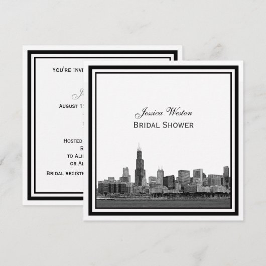 Chicago Skyline #2 Geëtst Vrijgezellenfeest Kaart (Voorkant / Achterkant)