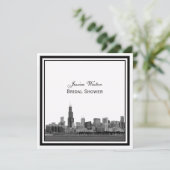 Chicago Skyline #2 Geëtst Vrijgezellenfeest Kaart (Staand voorkant)