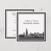 Chicago Skyline #2 Gegraveerd Gevat Oefen Diner Kaart (Voorkant / Achterkant)