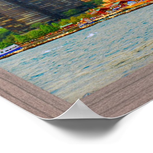 Chicago Skyline 4 Panel Wood Window Poster (Hoek)