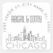 Chicago Skyline | Afdichting van vooraf geadressee Vierkante Sticker (Voorkant)