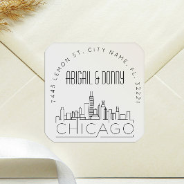 Chicago Skyline | Afdichting van vooraf geadressee Vierkante Sticker